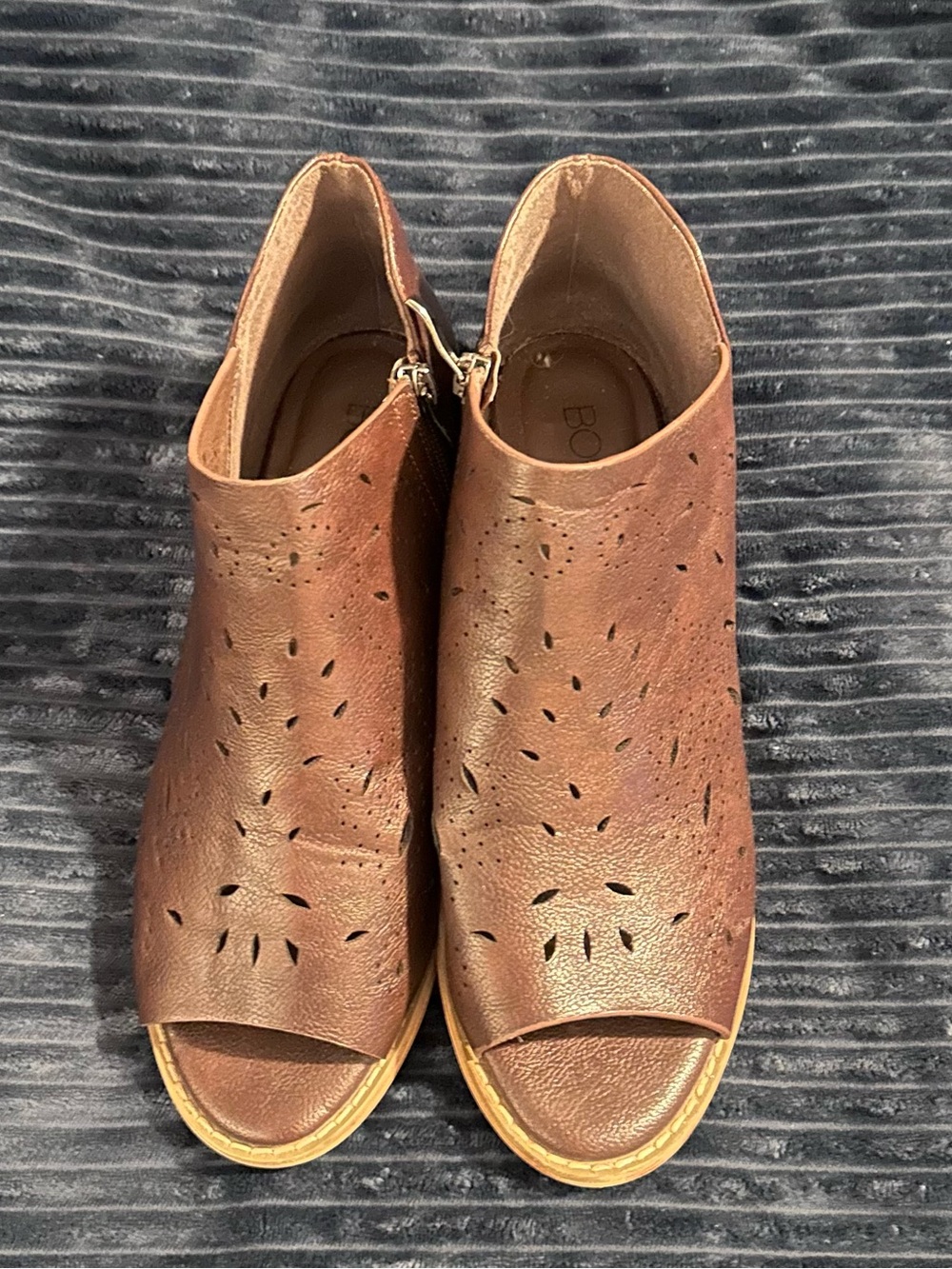 Corkys Brown Perforated Open-Toe Leather Mules